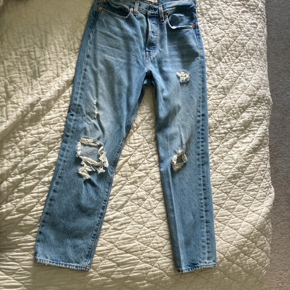 LEVIS Wedgie Straight 27 Jeans Button Fly Medium Light 90s - Picture 2 of 6